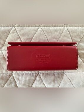 Coach vintage 1990s red Eyeglass Case Red Leather Two Snap Hard Case only
